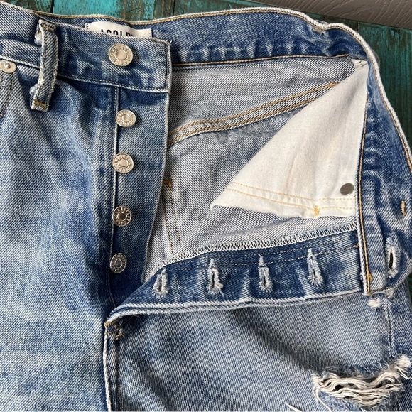 Agolde 90's Mid Rise Loose Fit Size 24 Distressed Baggy 100% Cotton Button Fly - Picture 14 of 16